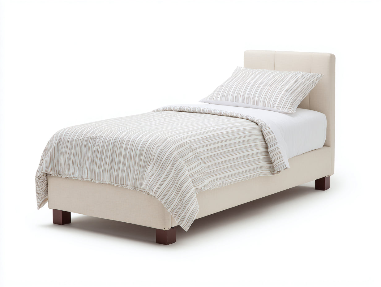 Camas individuales tapizadas 205x98x95 cm - beige - para dormitorio moderno