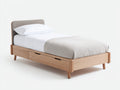 Camas individuales de madera y tela 204x98x86 cm - gris-marrón - para dormitorio moderno con almacenaje