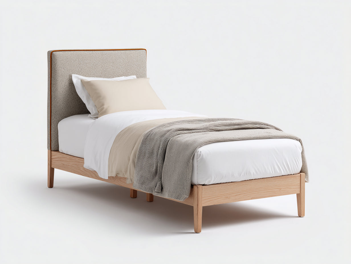 Camas individuales de madera 205x100x104 cm - beige - estilo escandinavo