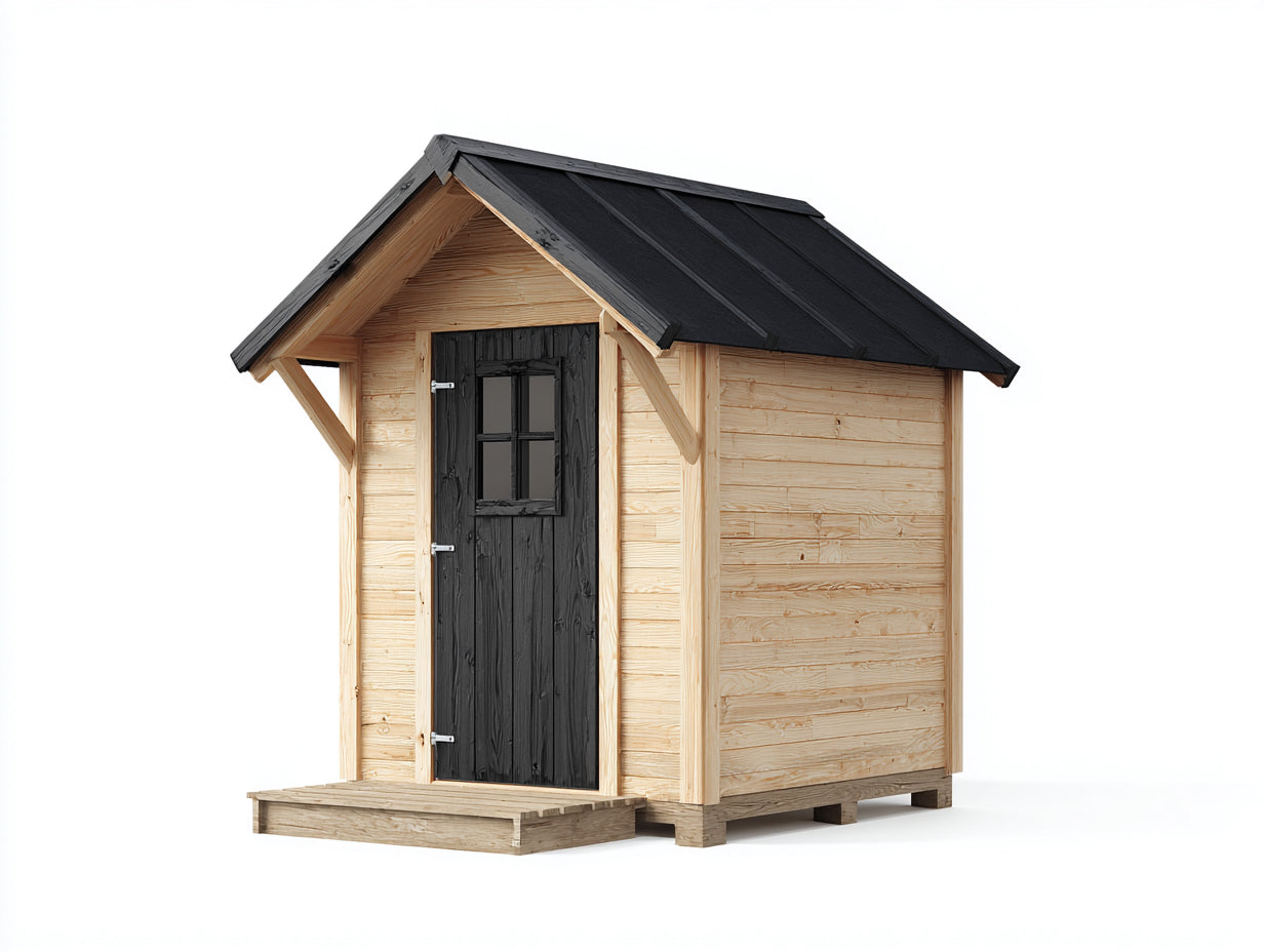 Casetas de jardín de madera 210x170x235 cm - beige y negro - diseño moderno rústico