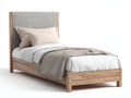 Camas individuales de madera y tela 206x96x105 cm - gris-marrón - para dormitorio moderno