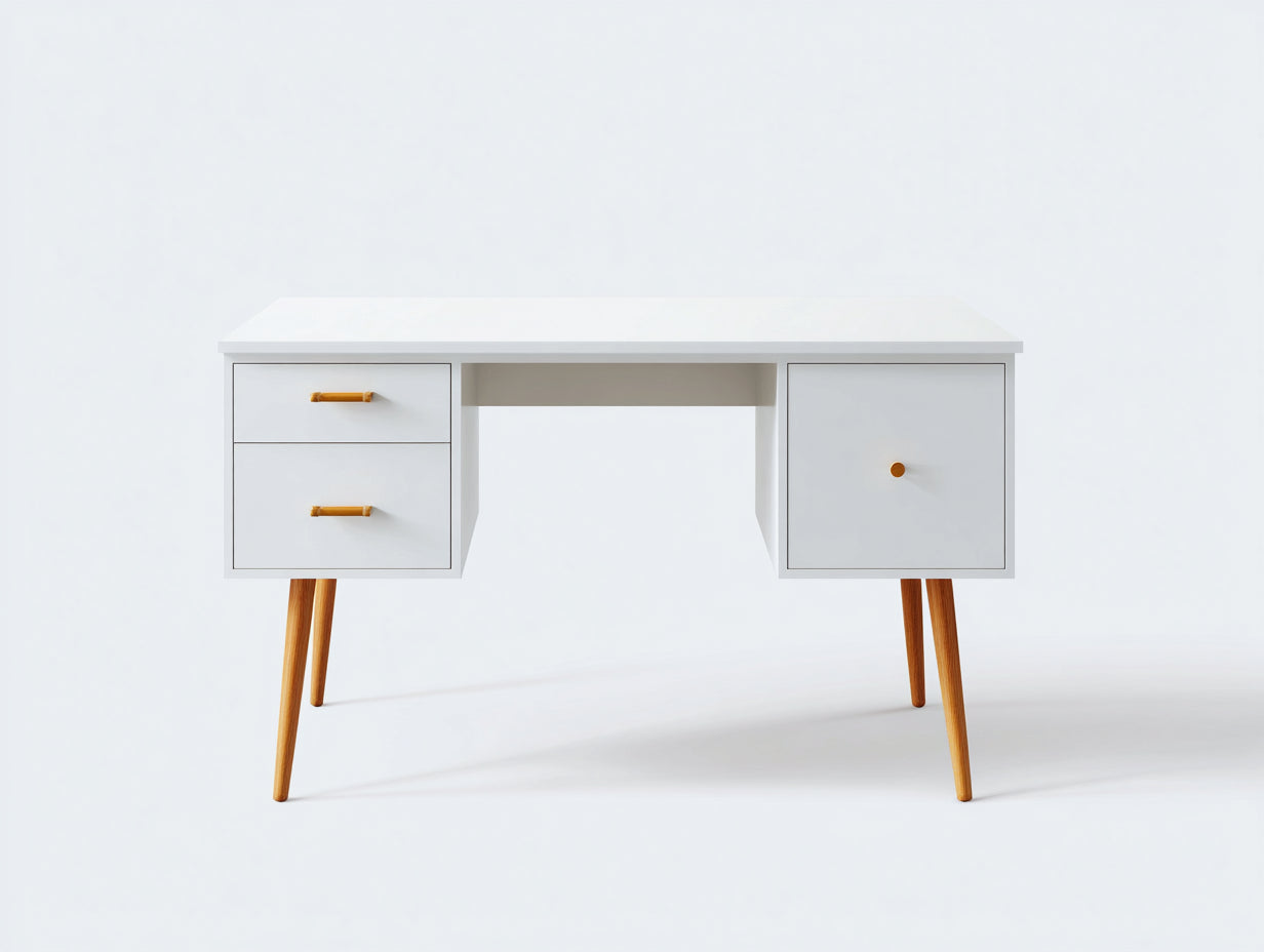 Mesas de oficina de madera 140x60x75 cm blanco-marrón diseño moderno