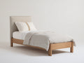 Camas individuales de madera y tela 205x105x98 cm - marrón y beige - estilo nórdico para dormitorio