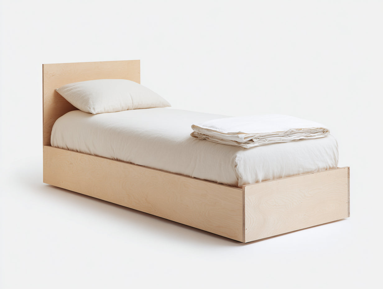 Camas individuales de madera 205x100x88 cm - marrón claro - diseño minimalista para dormitorio