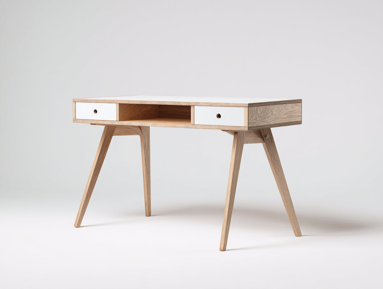 Mesas de oficina de madera 120x55x78 cm - blanco-color madera natural - estilo nórdico