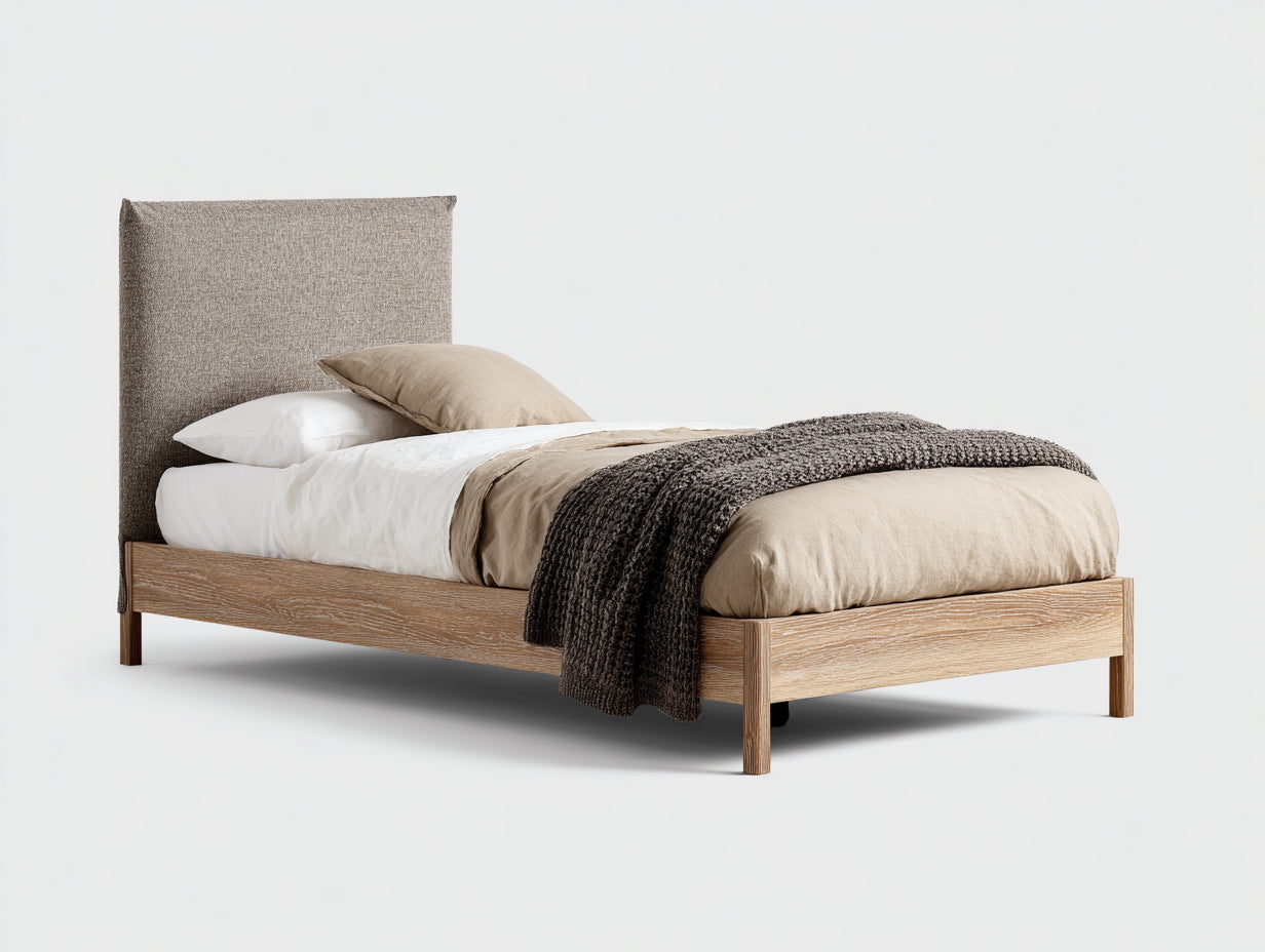 Camas individuales de madera 210x105x108 cm - beige - diseño natural