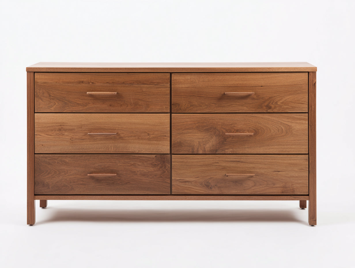 Cómodas de madera con 6 cajones 140x45x85 cm - marrón - diseño moderno